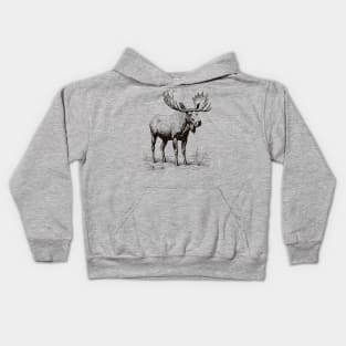 Vintage Moose Wildlife Kids Hoodie